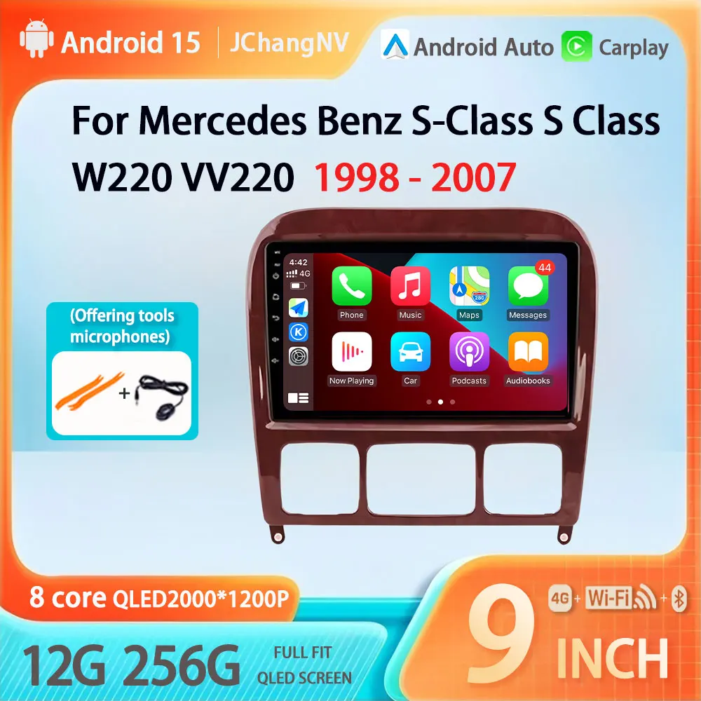 

Автомобильное радио Android 15 для Mercedes Benz S-Class S Class W220 VV220 1998-2007 GPS WIFI 4G Carplay NO 2Din