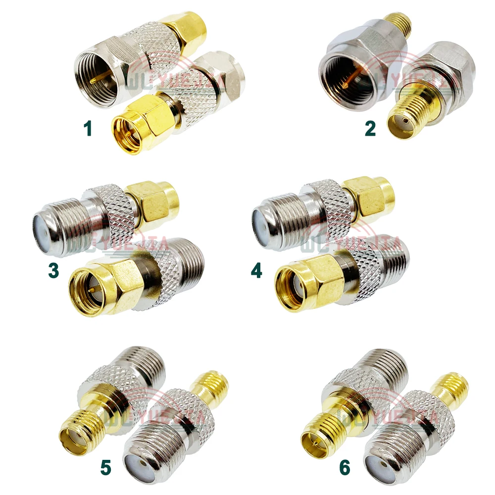 

2Pcs/Lot SMA to F Type RF Adapter F Male Plug to SMA Female Jack RP-SMA Female to F Female RF Coax Connector 50 ohm Gold Plated