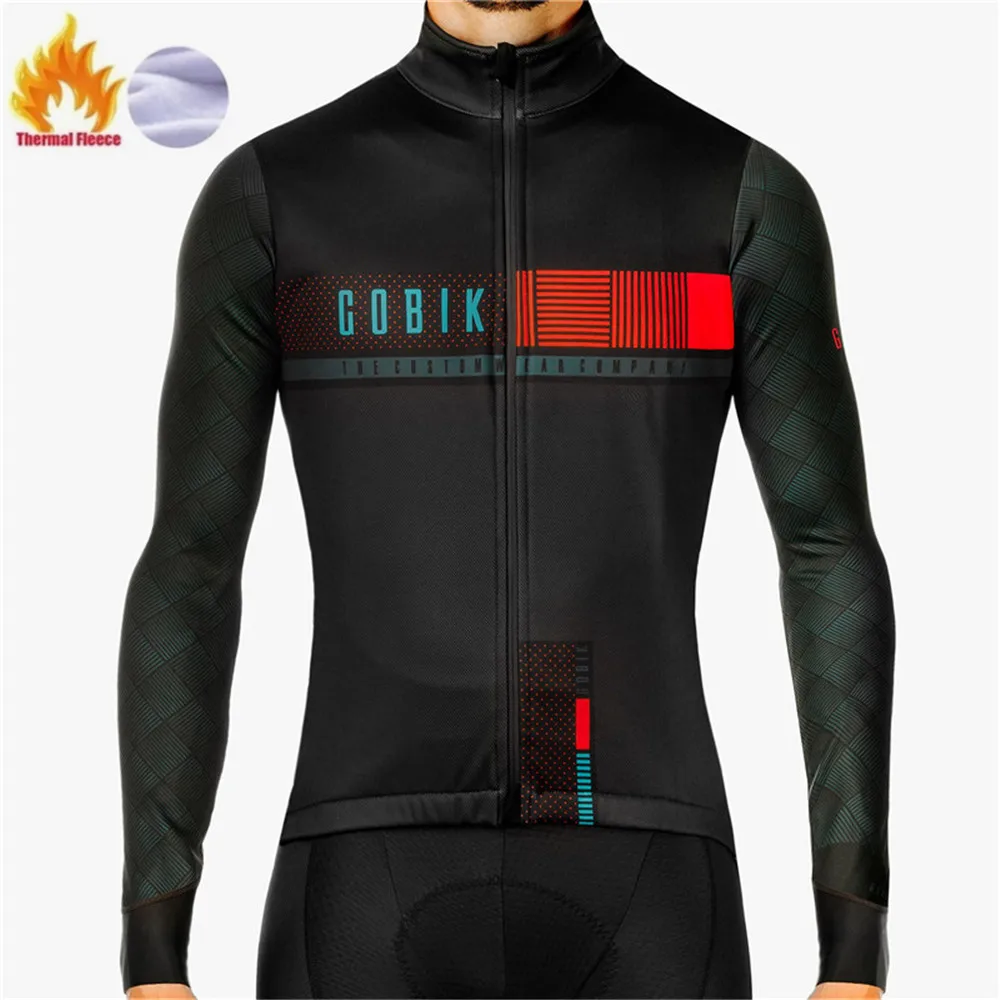 Cobik-Winter Wool Jacket for Men, Cycling Wear, Cycle Clothes, Thermal Fleece, Long Sleeve Shirt, Mountain Bike Clothing