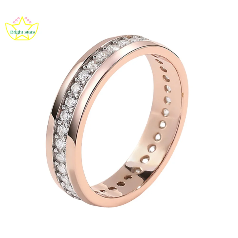 

Серебряное кольцо Bright Stars S925, розовое золото, цветное разделение, гальваническое кольцо с цирконом, нишевый дизайн, ювелирные изделия с бриллиантами