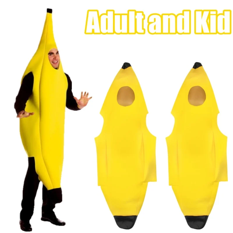 

Fun Banana Costume For Halloween Pranks Adult Kids Party Wear Stage Performance Funny Fruit Carnival Outfit Halloween Fun