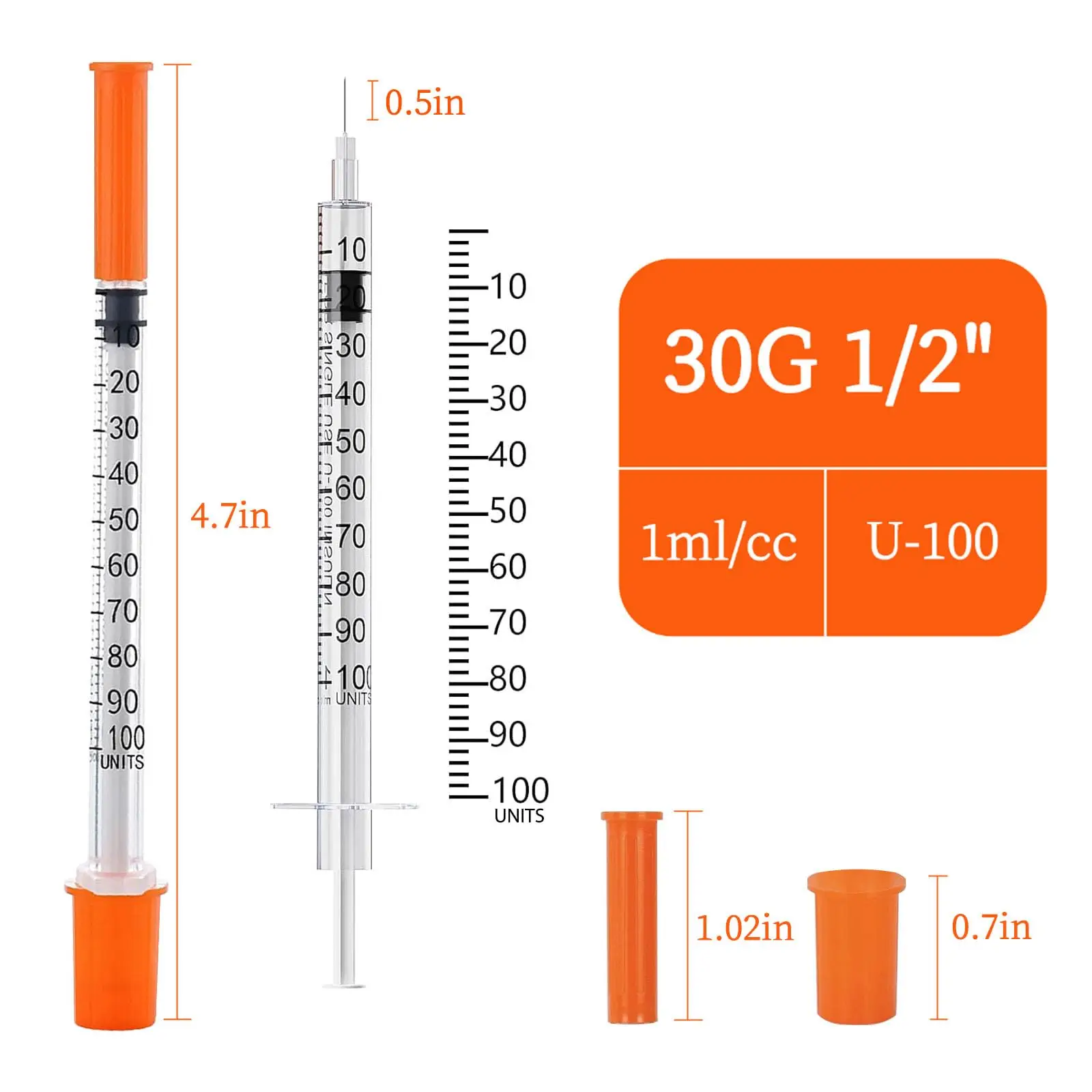 Manual Push1ml 30G 13mm insulin Syringe With Needle ,Disposable Sterile 1ml/1cc Syringe for Farm Animal Cat Dog Pig Use