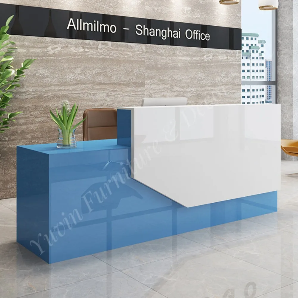Melamine Board Modern Office Reception Desk Set Full Edge Sealing Process Extendable Design Commercial Use Customizable