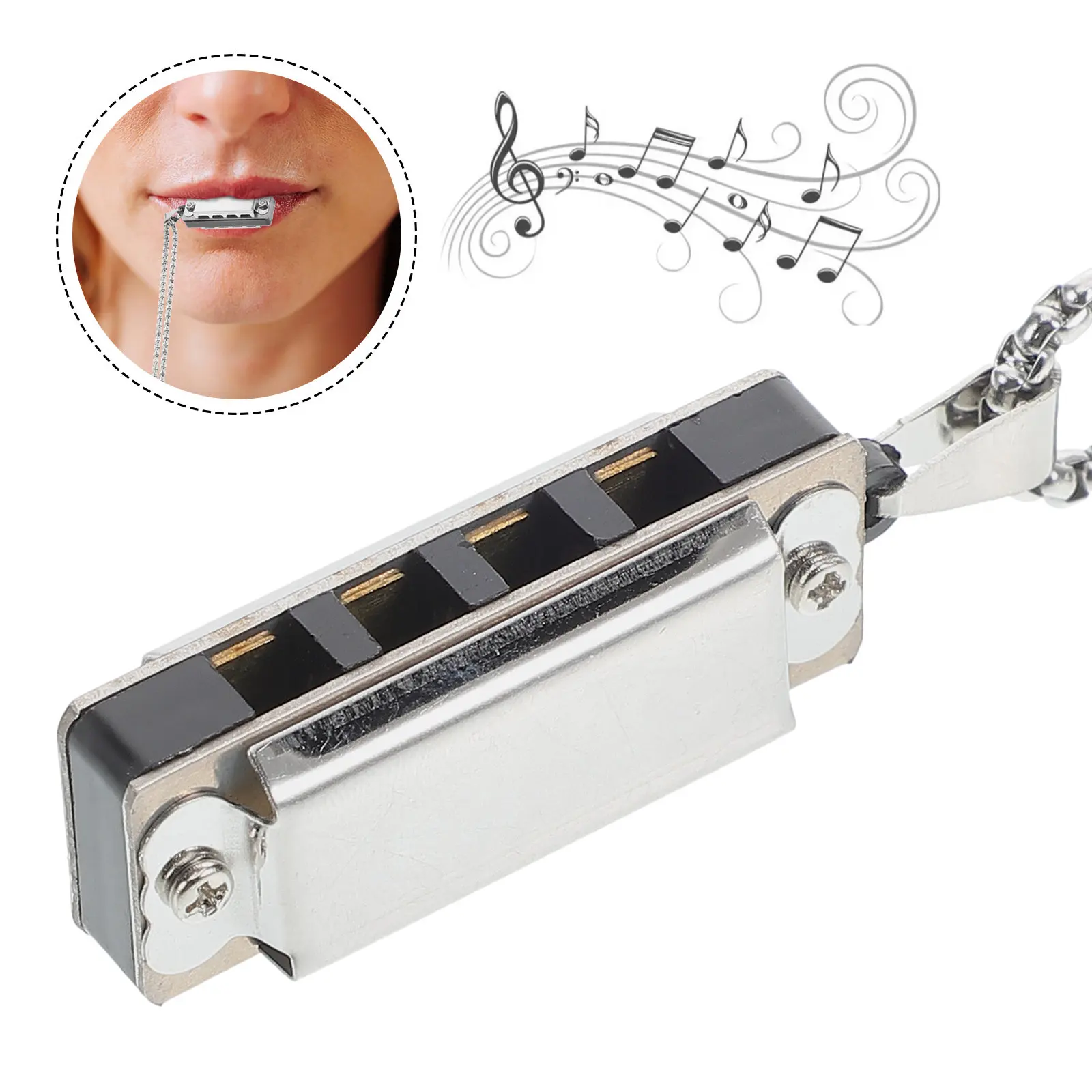 Real Sound Harmonica Necklace Pendant for Men and Women – Lightweight Hip Hop Clavicle Chain Jewelry