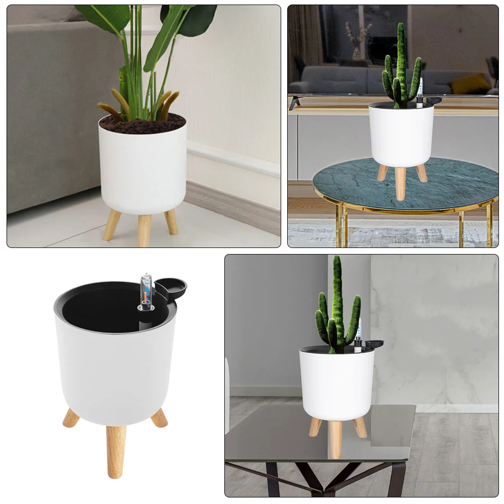 Self Wicking Planter Pots Self-priming Flower Modern Watering Planters Round Planting Gardening White Pp