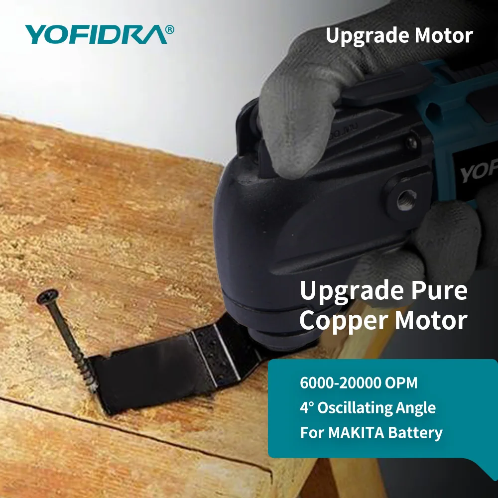 YOFIDRA 600W Cordless Angel Oscillating Multi Tool Electric Trimmer Saw 4°Adjustable Angle Power Tool for Makita 18v Battery