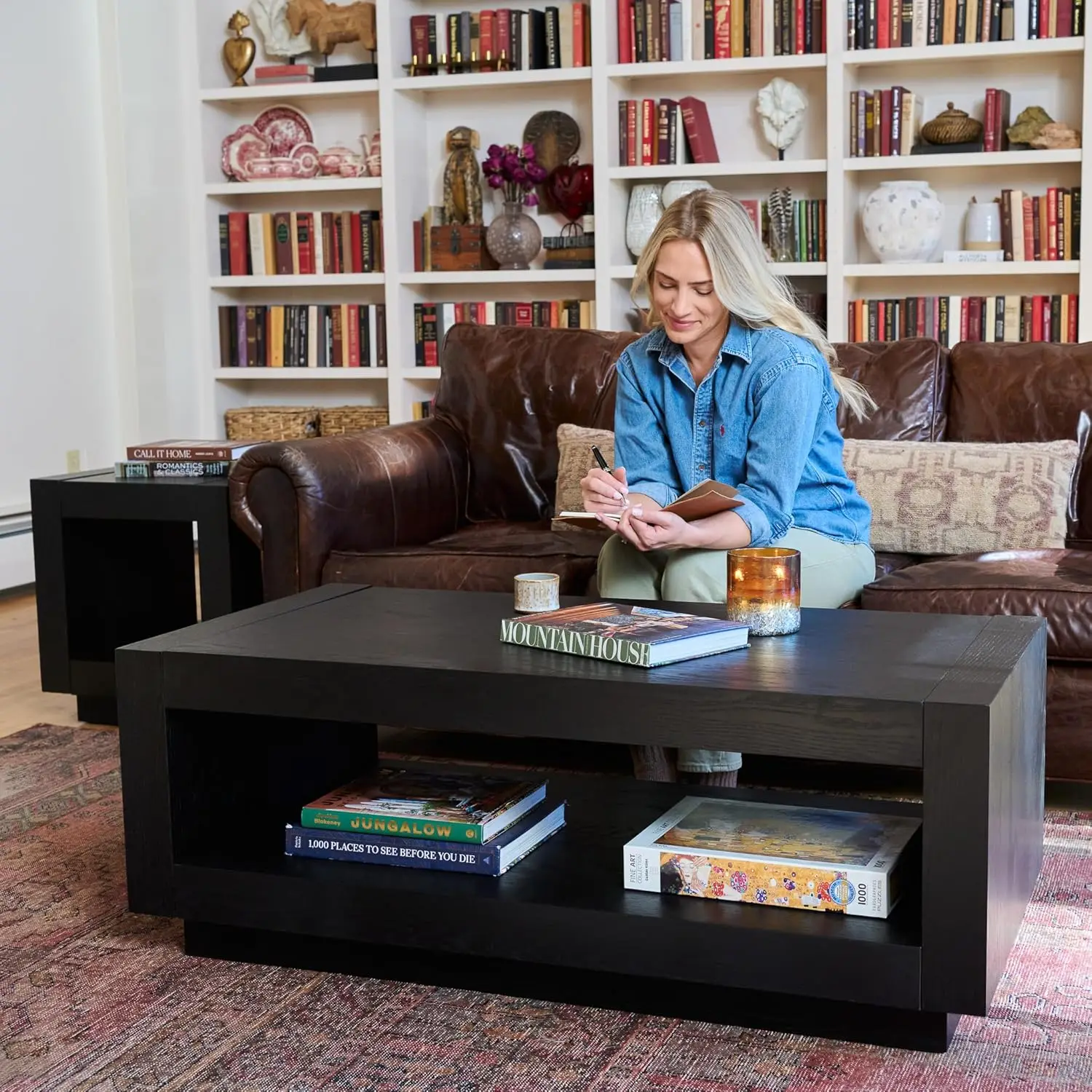 

18in Rectangle Coffee Table with Storage Solid Wood Living Room Lounge, Customized