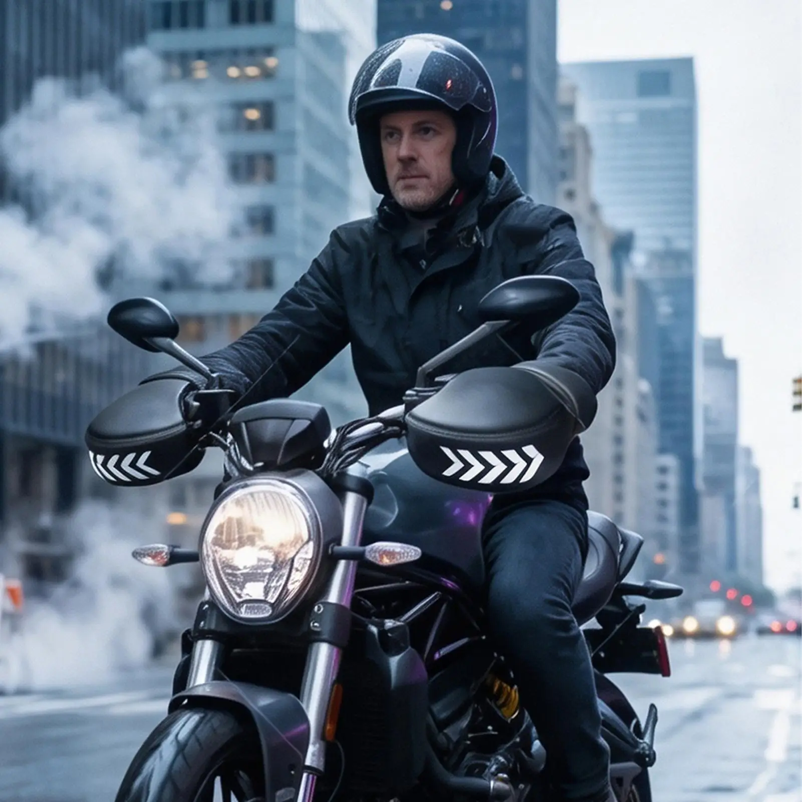 Motorcycle Handlebar Muffs 1 Pair Cold Winter Hand Warmers Cold Weather Motorcycle Handlebar Gloves For Cruising Daily Commuting
