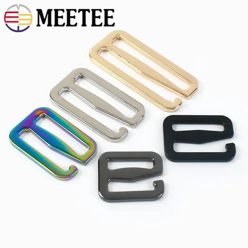 Meetee 5/10Pcs 20-50mm Metal Tri-Glide Hook Adjust Buckles Bag Belt Strap Slider Hooks Clasp DIY Luggage Webbing 6-shaped Buckle