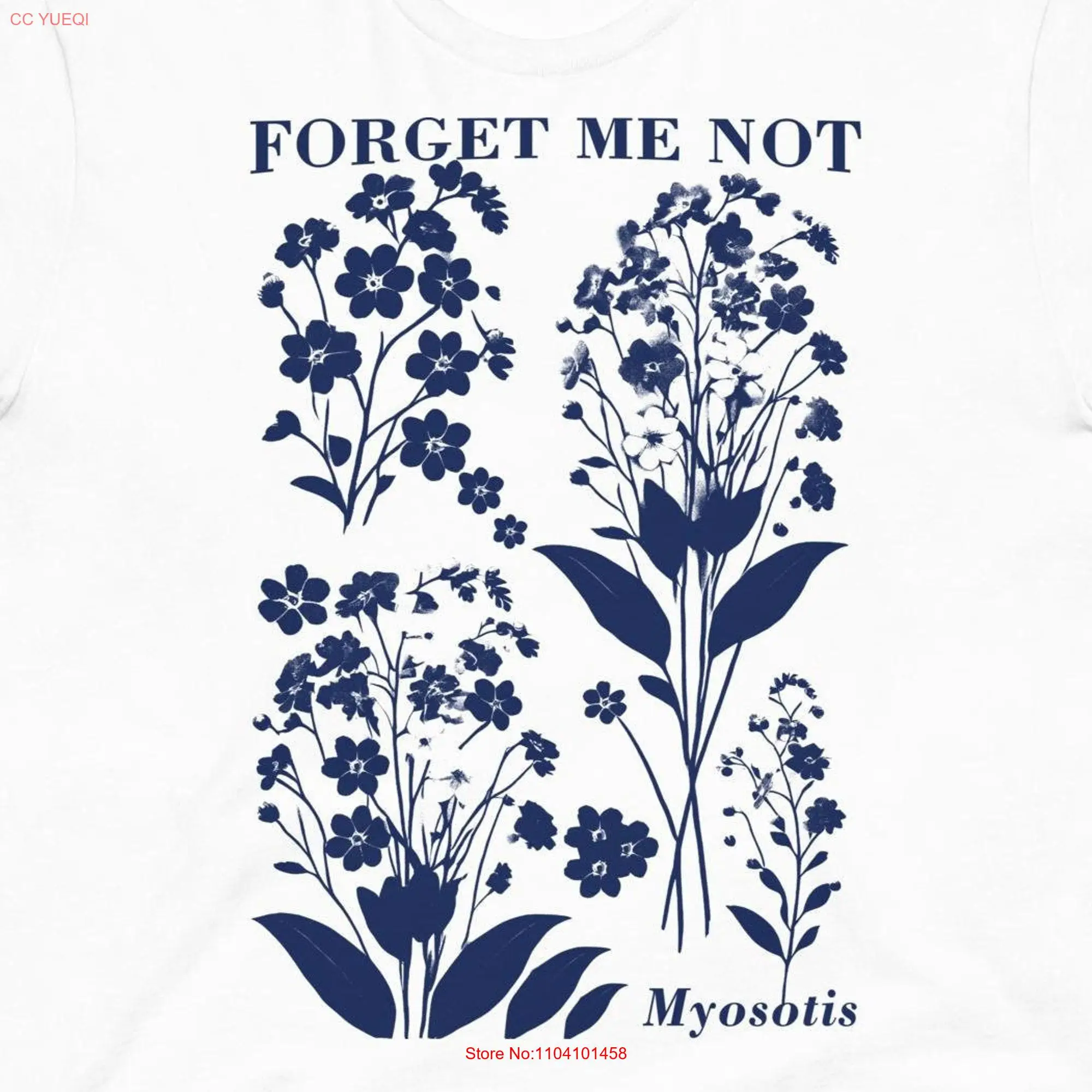 90s Retro Vintage Wildflowers T Shirt Forget Me Not Nature Botanical Relaxed Cotton long or short sleeves