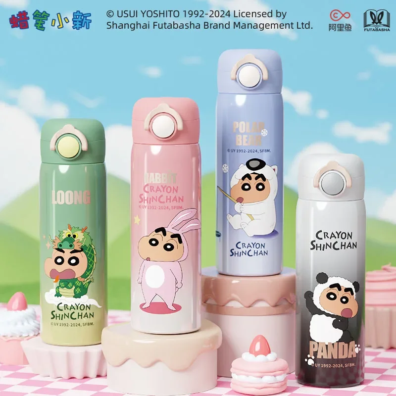 

500ML Crayon Shin-chan Stainless Steel Water Bottle Direct Drinking Thermal Insulated Cup Thermos Portable Student Children