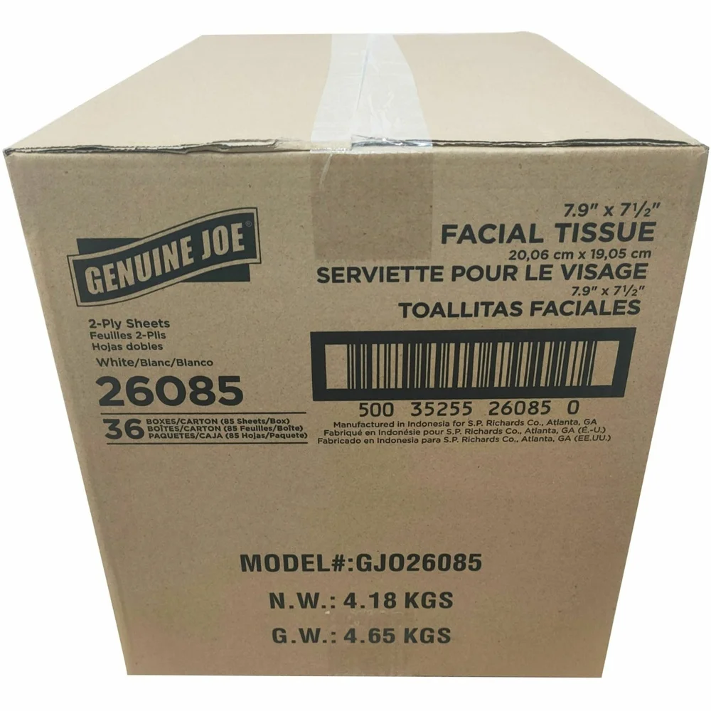 Ultra Soft Facial Tissue Cube Box 85 Sheets 36 Boxes Carton 2-Ply Recycled Fiber Dust Protection Convenient Delivery Home Office