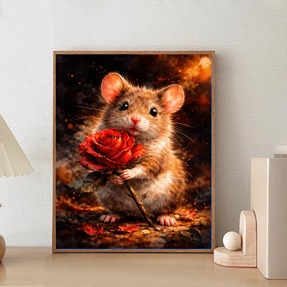 

500/1000/1200/2000PCS Puzzles for Adults Bright Red Roses and Cute Mice,Jigsaw Puzzles Brain Challenge Game Gifts Home Decor