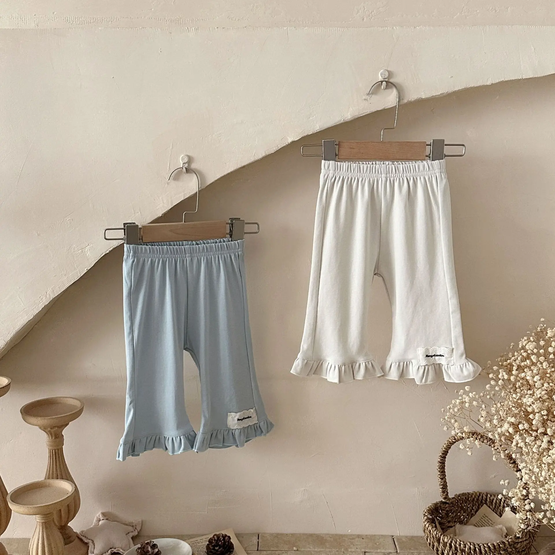 2026 Summer New Baby Girl Thin Cotton Casual Pants Loose Girls Flared Trousers Cute Infant Leggings Toddler Clothes