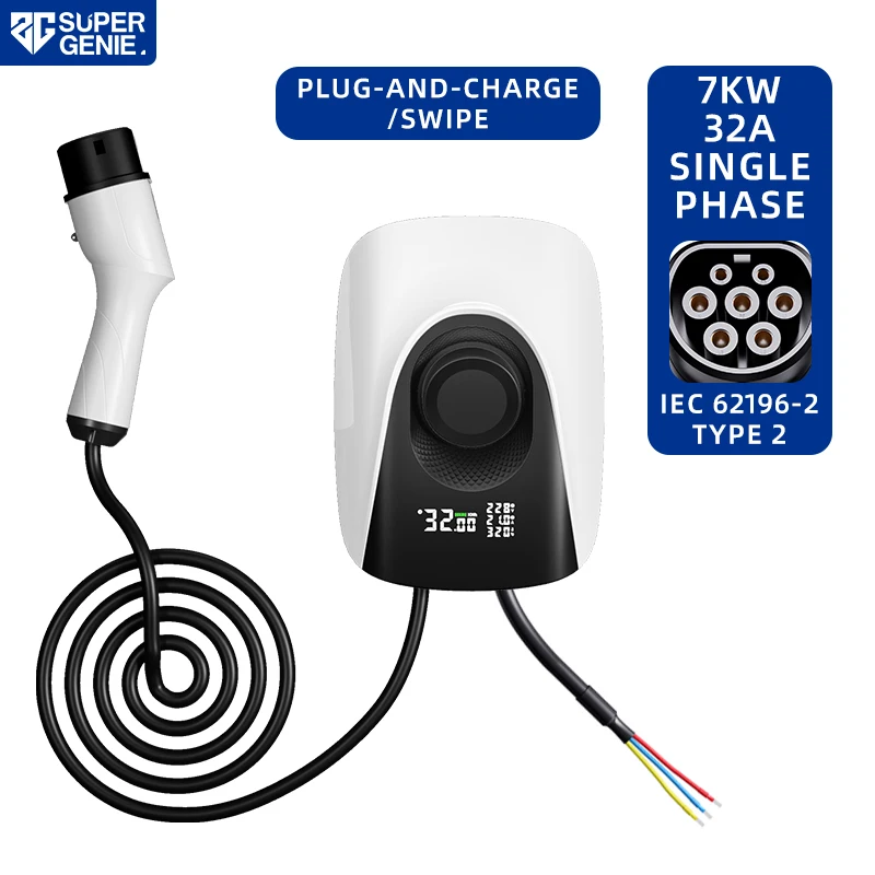 Hot Sale EV Charger Type2 Cable IEC62196-2 Socket 32A  Single Phase EVSE Wallbox Charging Station Cards Control for Electric Car