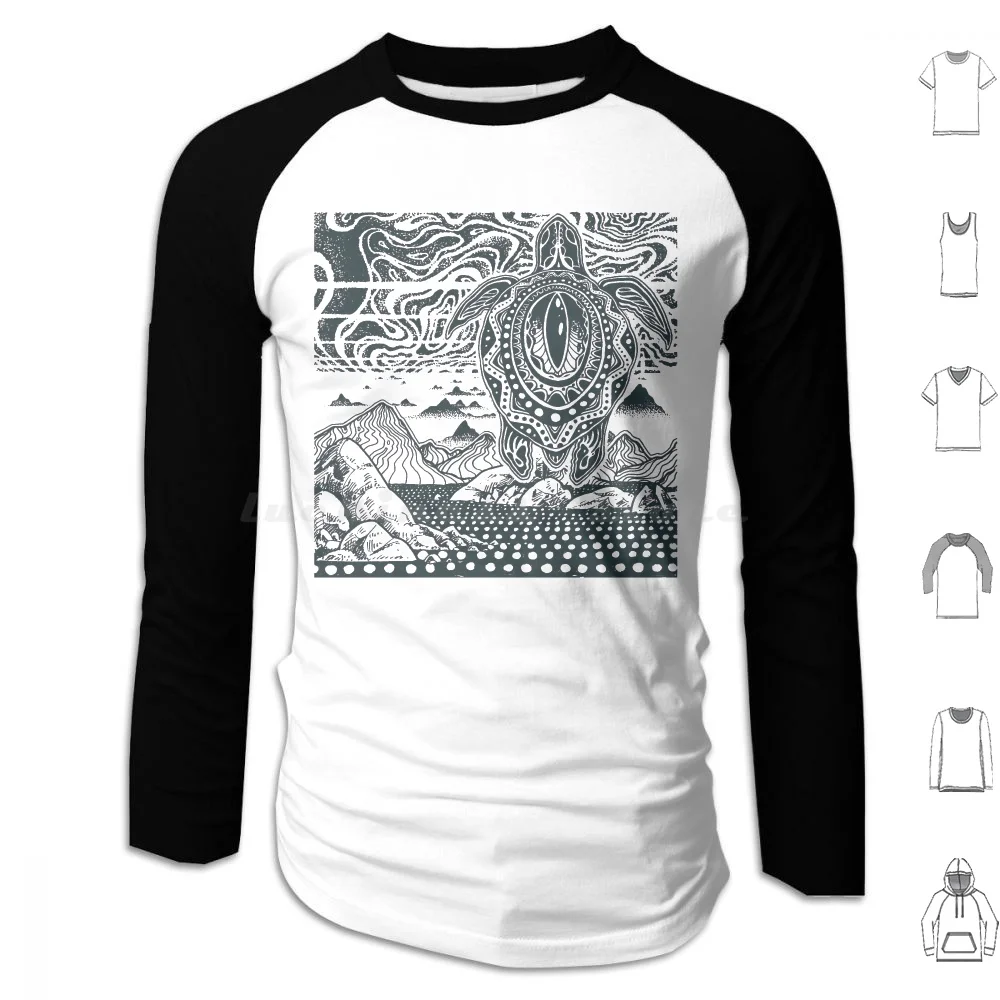 Mystic Turtle Hoodies Long Sleeve Turtle Mystic All Seeing All Seeing Eye Eye Third Eye Pattern Mandala Geometry