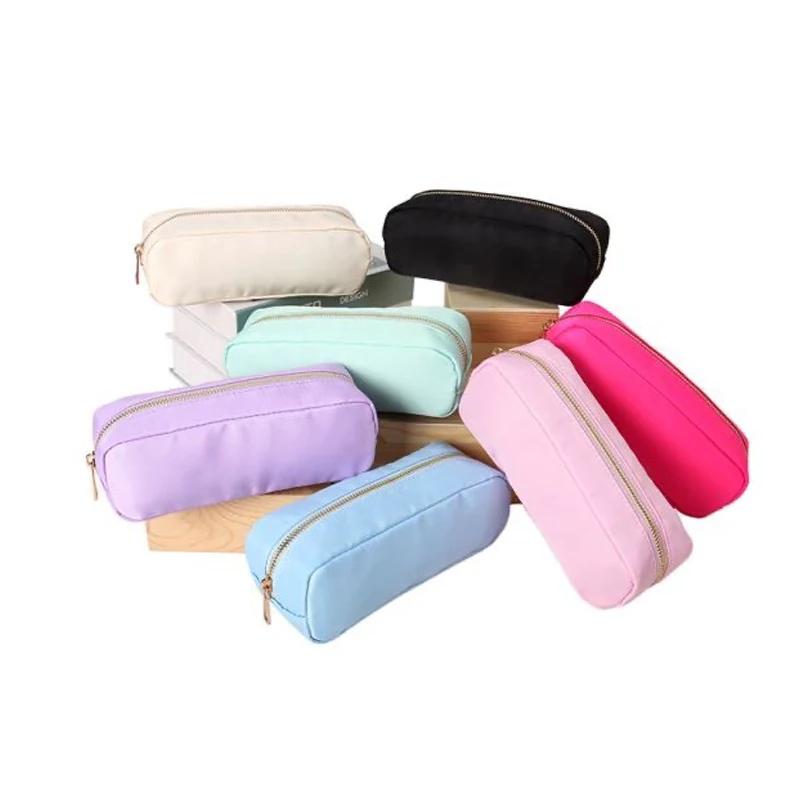 Back To School 7 Colors Cute Portable Zipper Nylon Makeup Brush Bag Pencil Bag Pouch Box Organizer Cases School Pencil Case