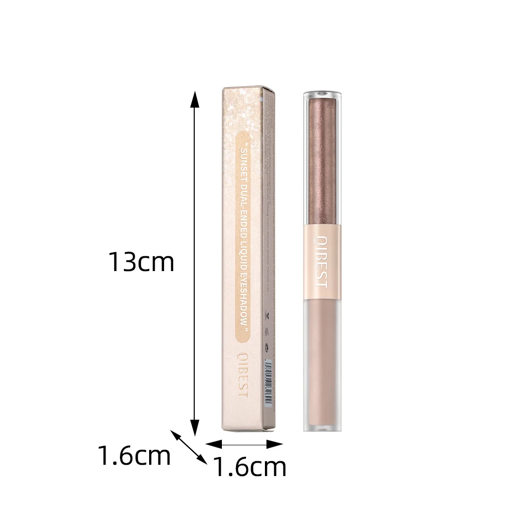 QIBEST Double-head Glitter Liquid Eyeshadow Contour Blush Pigment Silkworm Shimmer Matte Natural Cheek Shadow Cream Eyes Makeup