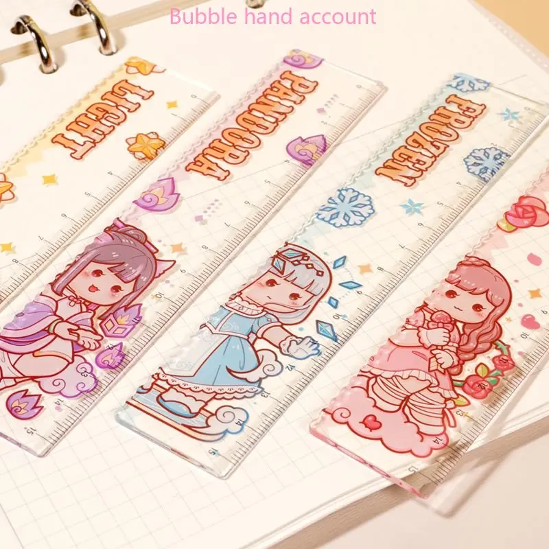 Little Mochi Magic Series Ruler Cute Hand Account Ruler Drawing Scale Ruler Acrylic 15cm Student Ruler Hand Account Sticker
