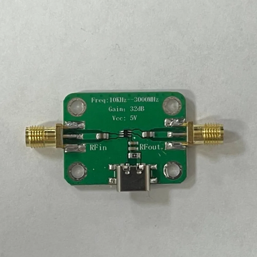 10KHz-3GHz Wideband RF LNA Module, Low Noise, Medium Power, 32dB Gain, with Type-C Port, MOQ: 4 Pieces