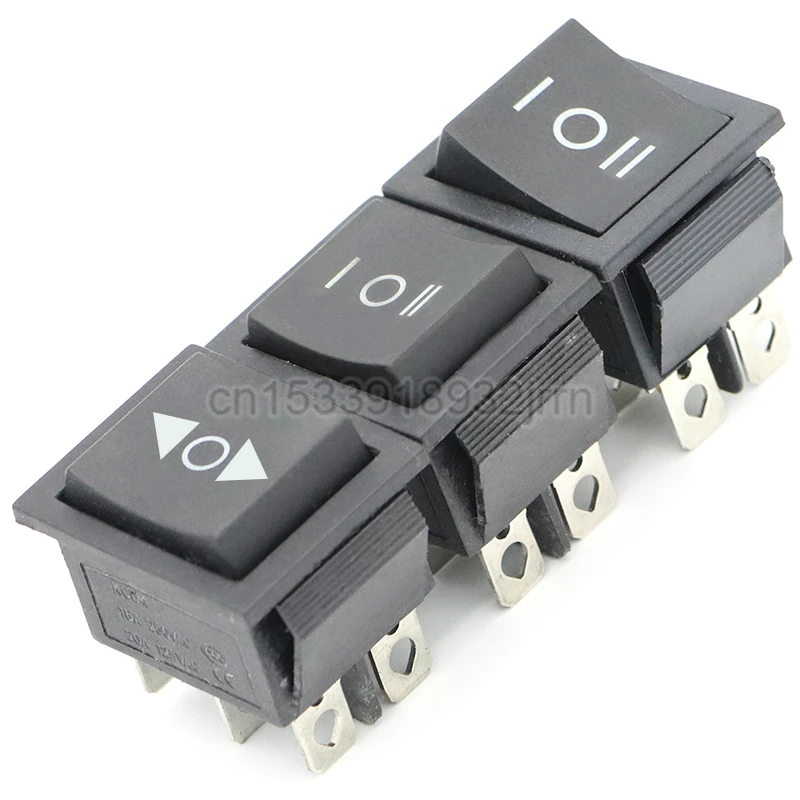 1 sztuk KCD4 25X31mm czarny przełącznik kołyskowy 6 Pin 3 pozycja ON-OFF-ON podwójny reset/przełącznik zatrzaskowy 16A 250V 20A 125VAC