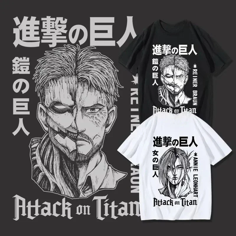 

2025 Summer New Arrivals Japanese Comics Attack on Titan T-shirt Titan Reiner Armored T-shirt Women's Titan Anime Graphic Y2K