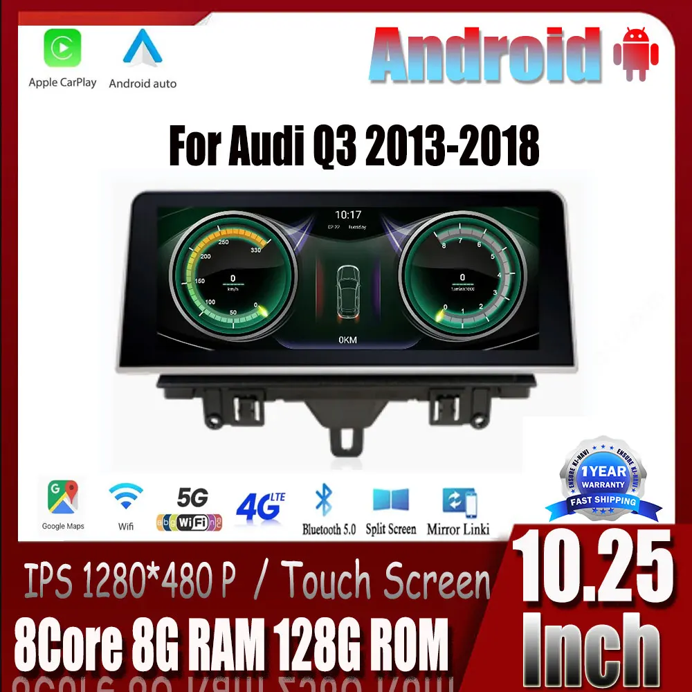 

Android 10,25 GPS-навигатор беспроводной CarPlay стерео радио видео 2013 дюйма для Audi Q3 2018-сенсорный экран авто мониторы