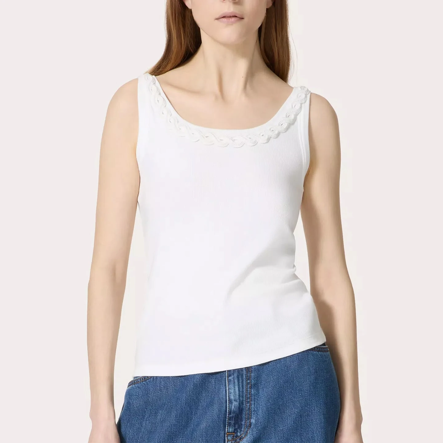 

NIGO Women's Summer Embroidered Round Neck Sleeveless Fitted Solid Color Pullover Cotton Vest T-Shirt Ngvp #nigo9266