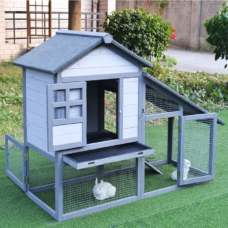 2023 New design product manufacture backyard poultry breeding solid wood material pet home chicken coop rabbit cage