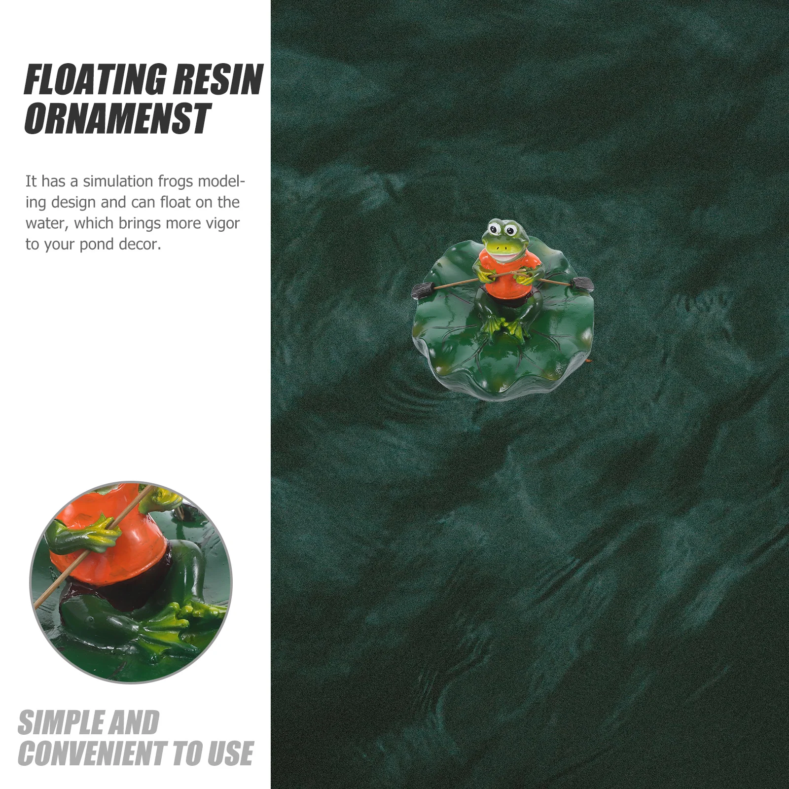 

Resin Floating Frog Garden Decoration Lifelike Resin Frog on Lotus Leaf Outdoor Pond Floating Ornament for Yard Patio Balcony