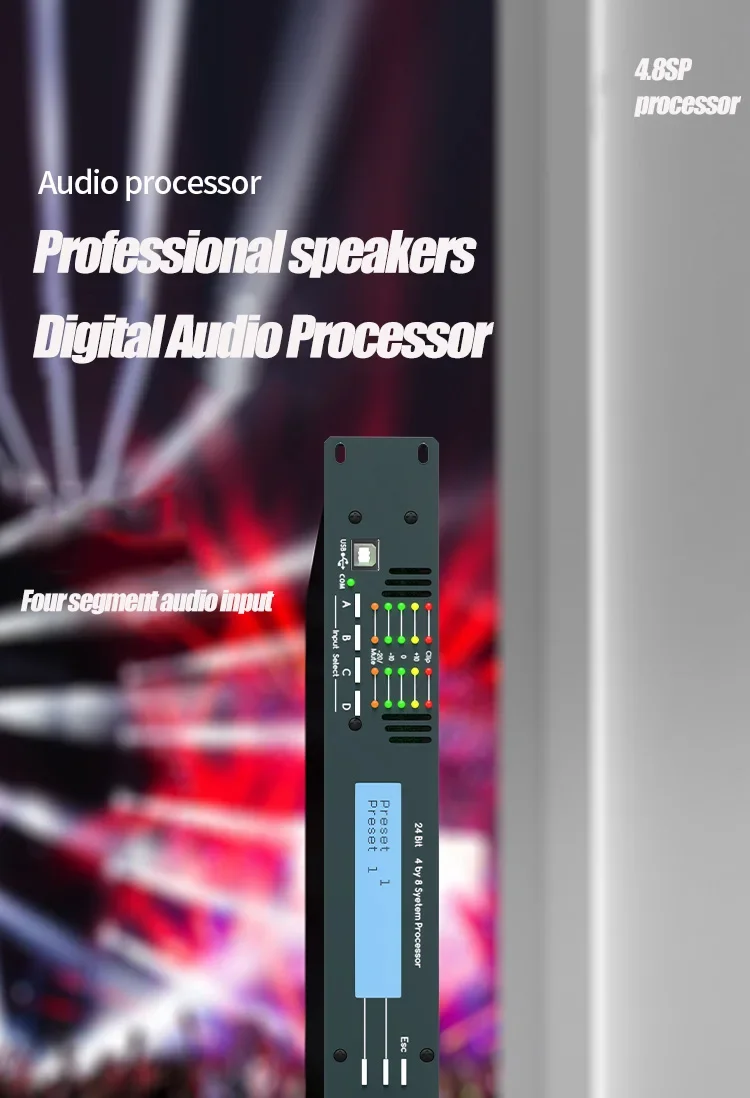 Paulkitson 4.8sp Professioneller Digitaler Audioprozessor 4-Eingänge 8-Ausgänge Bass-Divider Linear-Array-Prozessor für Live-Bühnenauftritte – Detail 1