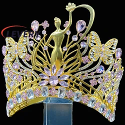 Levery Rhinestone Tiaras Bridal Wedding Hair Accessories Adjustable Headband Big Crown