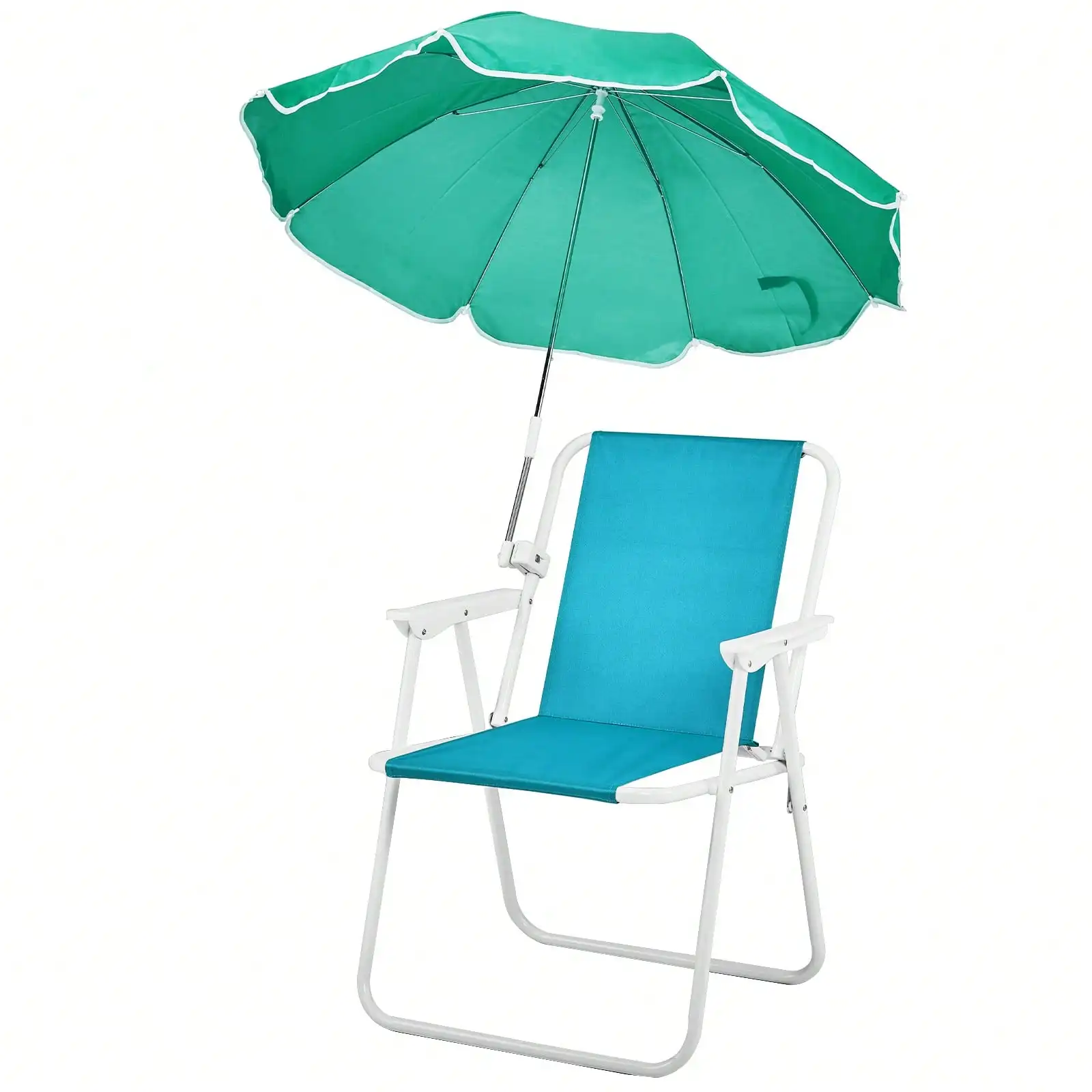 

Folding Beach Chair With Umbrella For Adults, Lightweight Porable Camping Chair With 265lbs Capacity, Mint Green