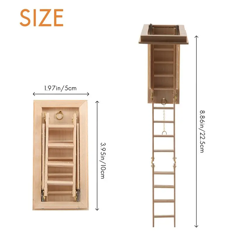 WOTT-1:12 Puppenhaus Mini Moderne Miniaturmöbel Klappbare Dachbodentreppe Hausdekoration