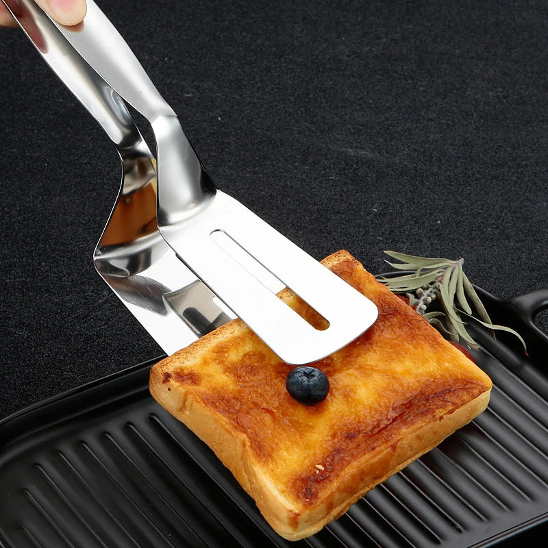 Stainless Steel Frying Shovel Clip Kitchen Barbecue Food Flipping Spatula Tong for Kitchen Cooking Pizza Steak Fish Spatula Bred