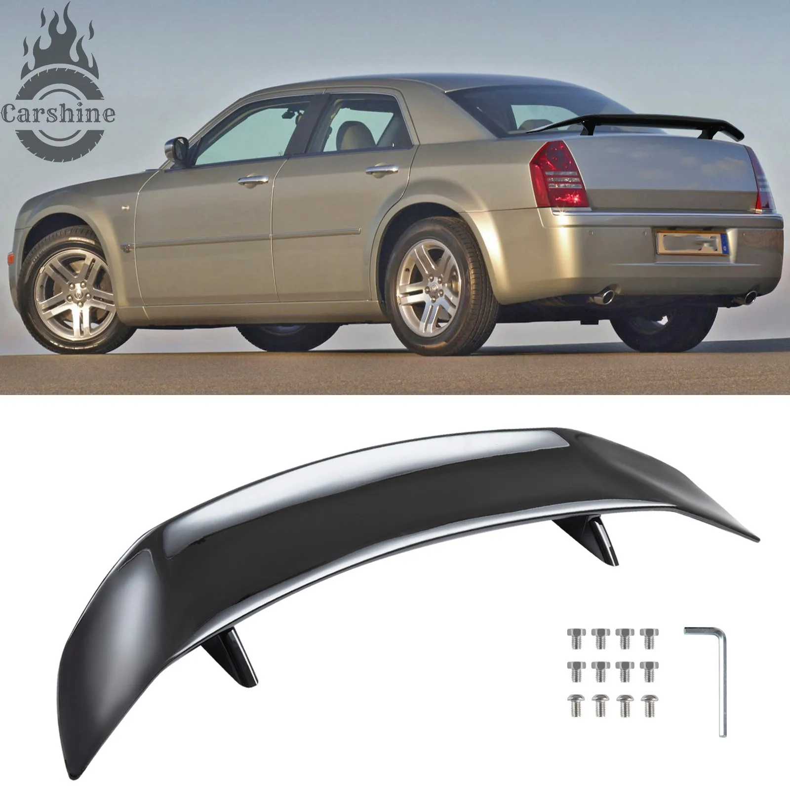 

For Chrysler 300 47" Glossy Black Car Rear Trunk Spoilers Wings Lip AM
