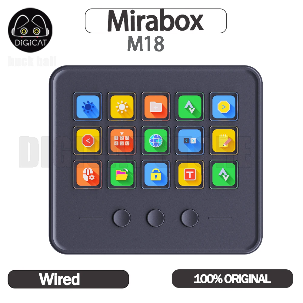 Mirabox M18 Streamdeck Visual Keyboard Quick OBS Live Streaming Console Keypad 15 Keycaps Dynamics Customise Pc Accessories Gift