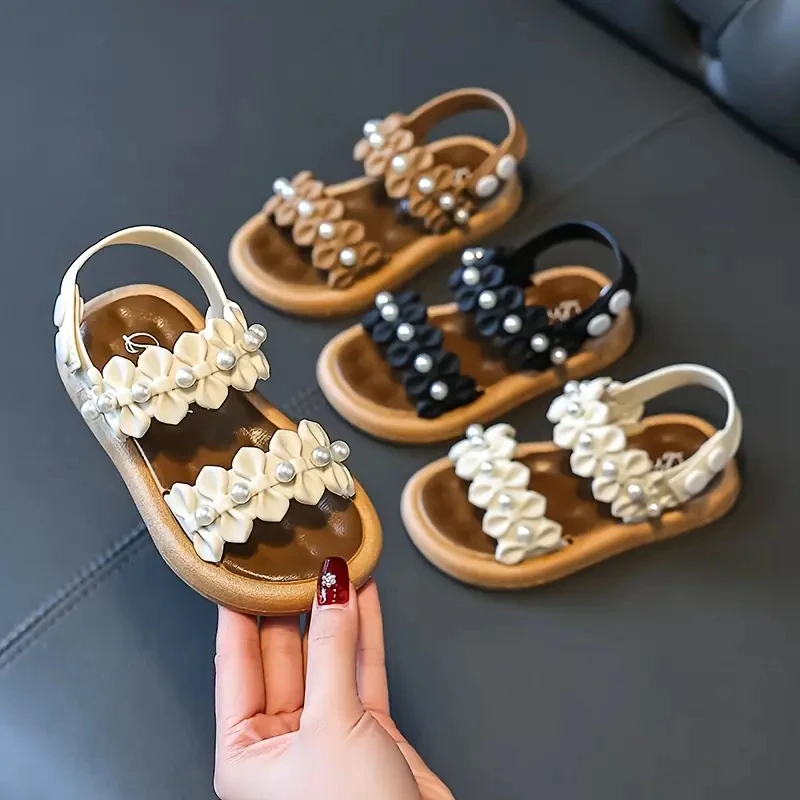 

PEYOUR Trendy Cute Solid Color Open Toe Sandals For Girls, Breathable Lightweight Sandals For All Seasons