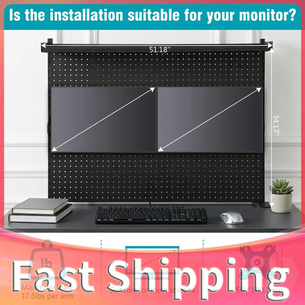 Desktop Shelving System with Monitor Stands Computer Accessories Clamp On Desk Organizer Shelf 51 X 34 Inch for Dorm Office Home