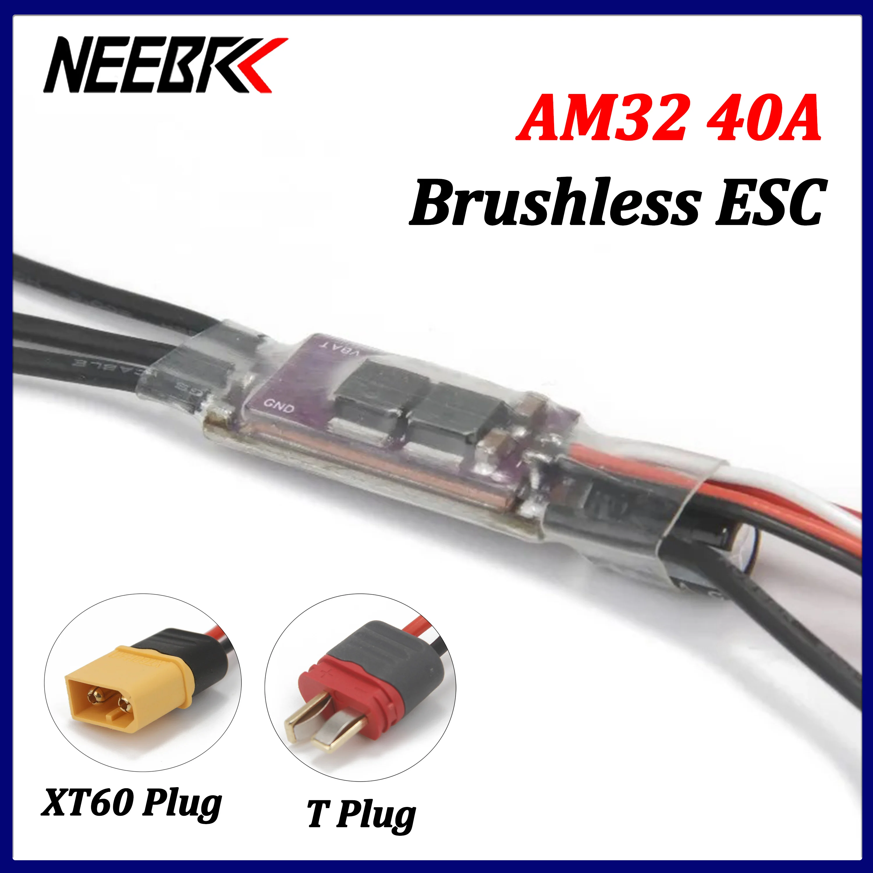 AM32 2-4S 40A ESC 32-bit Brushless Speed Controller 5V2A BEC Module Support PWM/DSHOT/Sine for RC Crawler Car Tank Drone Part