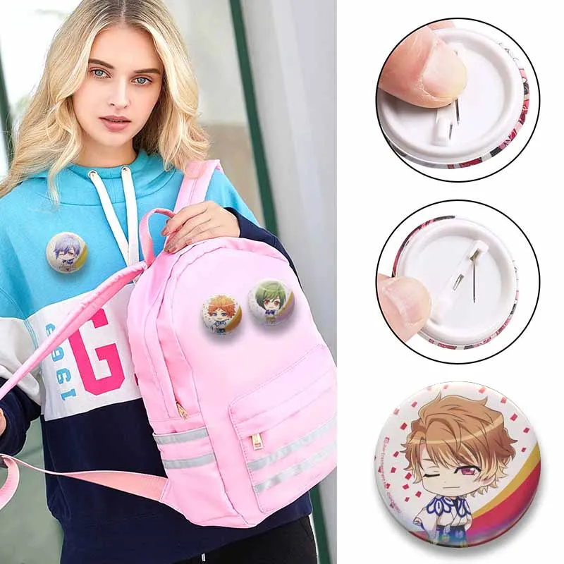 Cute Anime Game Act! Addict! Actors! A3! Brooch Handmade Round Enamel Pins Cartoon Lapel Badge Fashion Jewelry Gifts for Friends