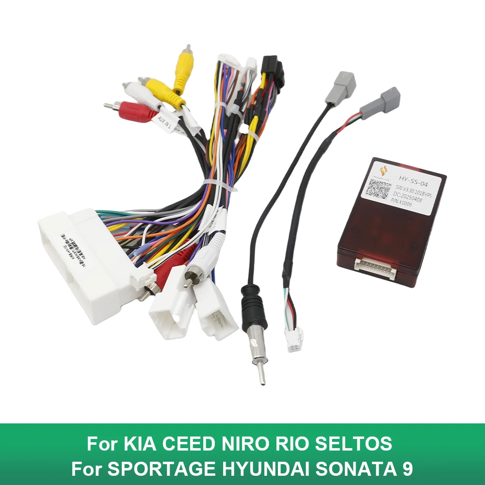 HY-SS-04 Android 2 Din for KIA CEED NIRO RIO SELTOS SPORTAGE for HYUNDAI SONATA 9 Canbus Decoder Wiring Harness Adapter