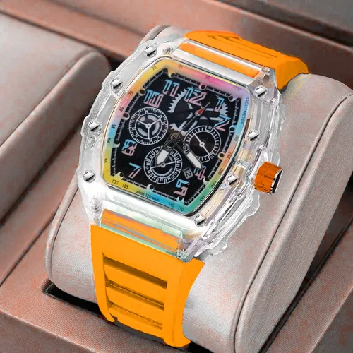 Imagen 2 del producto Reloj de pulsera de cuarzo de tendencia de lujo para hombre, reloj automático para hombre, relojes mecánicos, deportes transparentes luminosos