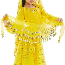 Child Waist Chain Dance Hip Scarf Kids Belly Dance Indian Dance  Belt 12 colors 68 coins