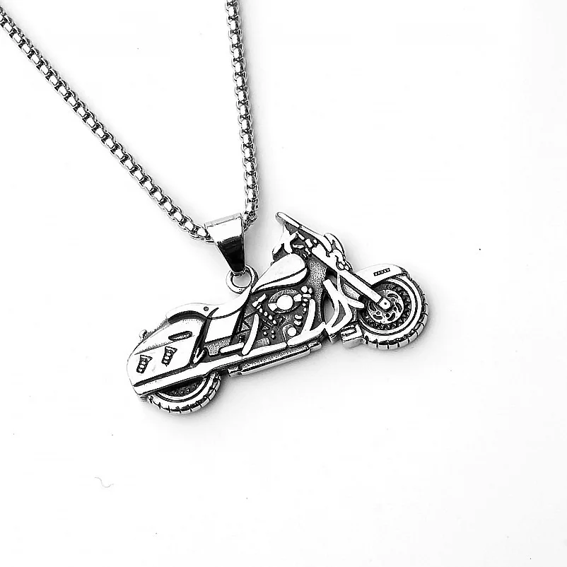 European and American hip-hop rock personality fashion trend motorcycle boy stainless steel necklace pendant for men and women