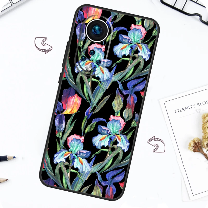 Iris Purple Flower Watercolor Case For Honor Magic 7 5 6 Pro Honor 200 Pro X9b X9a X8b X8a X8 X9 X9c 50 70 90 Lite Cover