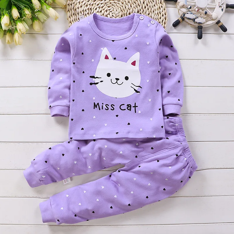 Autumn Sleepwear Pajamas For Girls Boys Long Sleeve Tops+Pants Suits Fashion Home Clothing Baby Kid Sleep Costume