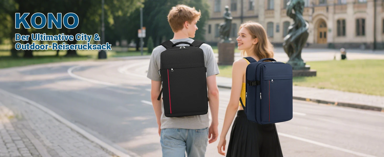 KONO Ryanair & Eurowings Handgepäck-Rucksack 40x30x20 cm 24L 500g mit USB-Ladeanschluss – Detail 1
