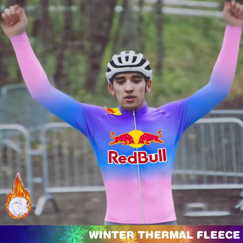 

Флисовый трикотаж для велоспорта, мужской термокостюм Red Bull 2025 года, мужская зимняя одежда, мужские велосипеды, дорожный велосипед, Mtb, наряд, горные велосипеды