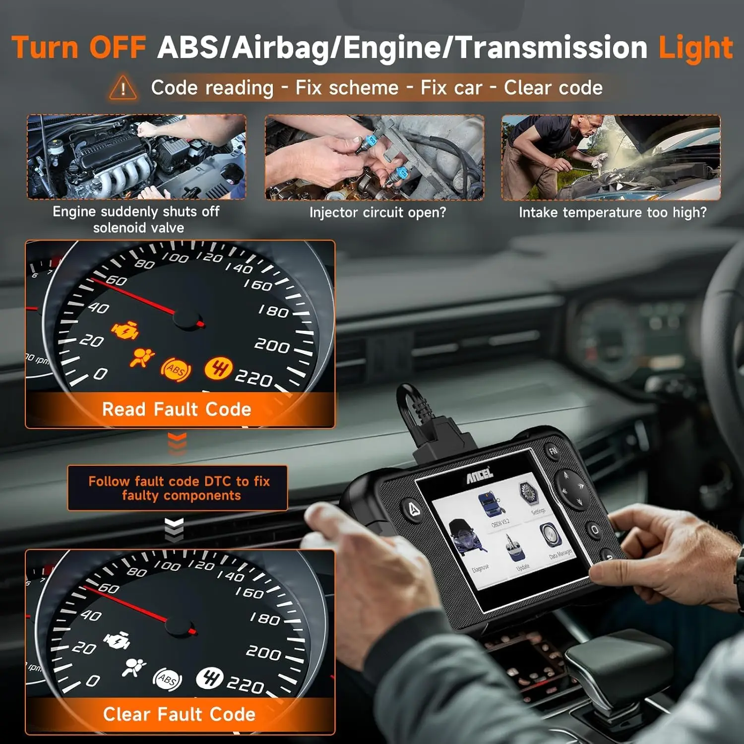 

FX3000 Elite OBD2 Scanner Car Diagnostic Scan Tool Check Engine Airbag Code Reader Car Scanner Diagnostic Tool